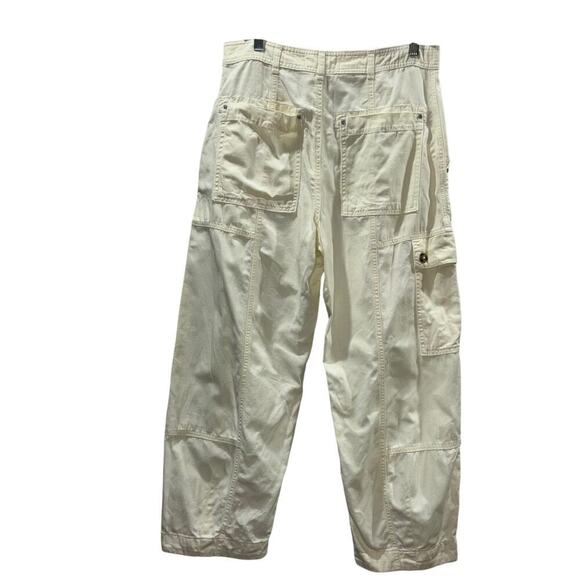 Anthropologie Carson Utility Barrel Pants White Cargo Size 10 - Picture 6 of 15